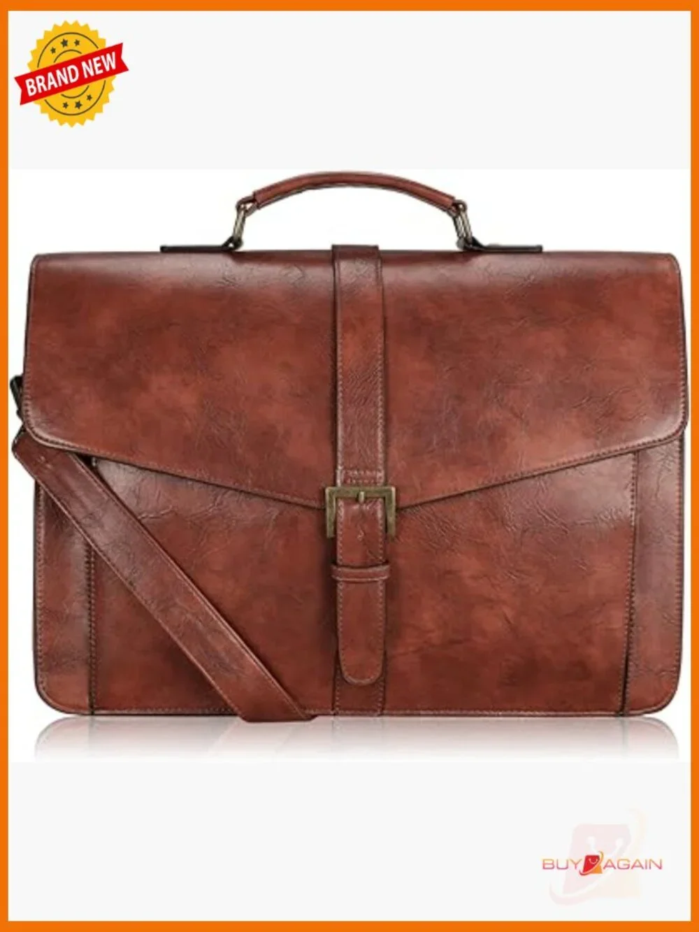 Vintage Leather Laptop Messenger Bag 15.6